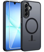 FNTCASE for Samsung Galaxy A17/A16 5G Phone Case, Fit for Magsafe, Black | Screen Protector, Translucent Matte, Military Grade Drop Proof, Shockproof Protection Bumper, Protective Magnetic Phone Cover
