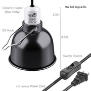 ReptiKing Reptile Light Fixture, 5.5'' Standard Dome for Reptile Basking Bulb Light/Heat Lamp/Ceramic Heat Emitter, 5.5 Inch Light Dome