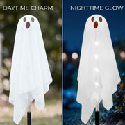 Solar Halloween Ghost Pathway Lights - 6Pack Waterproof Ghost Lights with 8 Modes for Outdoor Yard Porch Garden Lawn Halloween Pathway Decor, White
