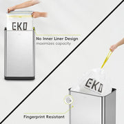 EKO Mirage-T 50 Liter / 13.2 Gallon Touchless Rectangular Motion Sensor Trash Can or Recycling Bin, Brushed Stainless Steel Finish