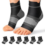 PAPLUS 6 Pairs Compression Socks Women & Men for Plantar Fasciitis Relief | Open Toe Ankle Brace with Arch & Ankle Support, Plantar Fasciitis Socks for Achilles Tendonitis Relief, Heel Pain & Swelling