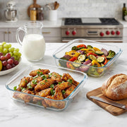 2 Pack Glass Baking Dishes, 8 * 8 Inch Small Square Brownie Pan for Oven | 2QT, Borosilicate Glass, Lead-Free, Heat-Resistant, Microwave & Freezer and Dishwasher Safe, Ideal for Small-Batch Lasagna