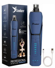 Candure Whisper Quiet Dog Nail Grinder with 360 Degree LED Light, 6-Speed Rechargeable Pet Nail Trimmers with Extra Grinding Head for Safe, Stress-Free Grooming for All Pet Sizes (Dark Blue)