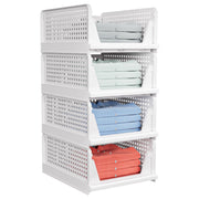 caktraie 4 Pack Stackable Closet Storage Basket - Stackable Storage Bins | Multifunctional & Foldable Closet Organizer Waterproof, Wardrobe Cupboard Space-Saving Storage Drawer Organizer