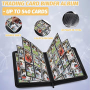 Foalgo 9 Pocket Card Binder, Premium Zip Trading Card Binder, 540 Double Sided Pocket PU Collection Binder, Collector Album, Card Folder for MTG, TCG, Sports Cards (Black)