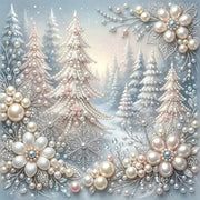 CHWGLFGG 5D Forest Pearl Diamond Art Kits for Adults Beginners 12x12inch | DIY 3D Christmas Tree Special Shape Plastic Pearl Painting Kit for Adult Gem Art Crafts Home Wall Decor