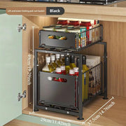 💪🥫Estantería Doble Deslizante Organizador de Armario – 5 Alturas Regulables, 2 Bandejas, Acero al Carbono, Gran Capacidad, Sin Instalación ✨